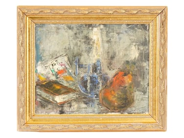 MID CENTURY EUROPEAN STILL LIFE OIL PAINTING