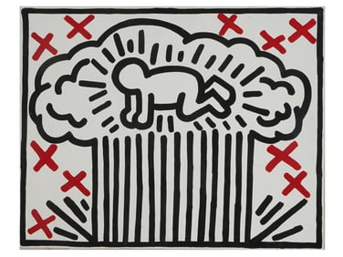 AFTER KEITH HARING AMERICAN ACRYLIC ON CANVAS PAINTING