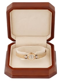 VINTAGE QUESTAR 14K GOLD AND 10K GF WRISTWATCH W BOX