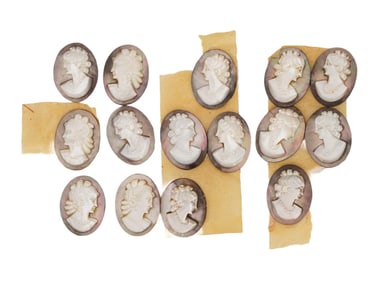 COLLECTION OF ANTIQUE HAND CARVED CAMEOS