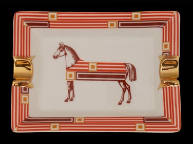 HERMES PARIS CHEVAL D ORIENT PORCELAIN ASHTRAY