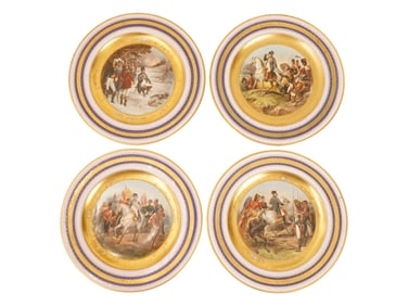AUSTRIAN ROYAL VIENNA NAPOLEON PORCELAIN PLATES SET