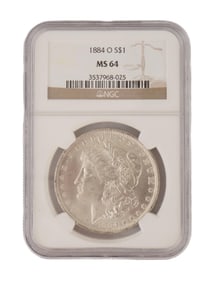 1884 ANTIQUE AMERICAN MORGAN SILVER DOLLAR COIN