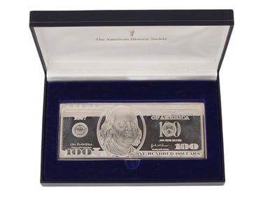 US HISTORIC SOCIETY SILVER 100 DOLLARS FRANKLIN BILL