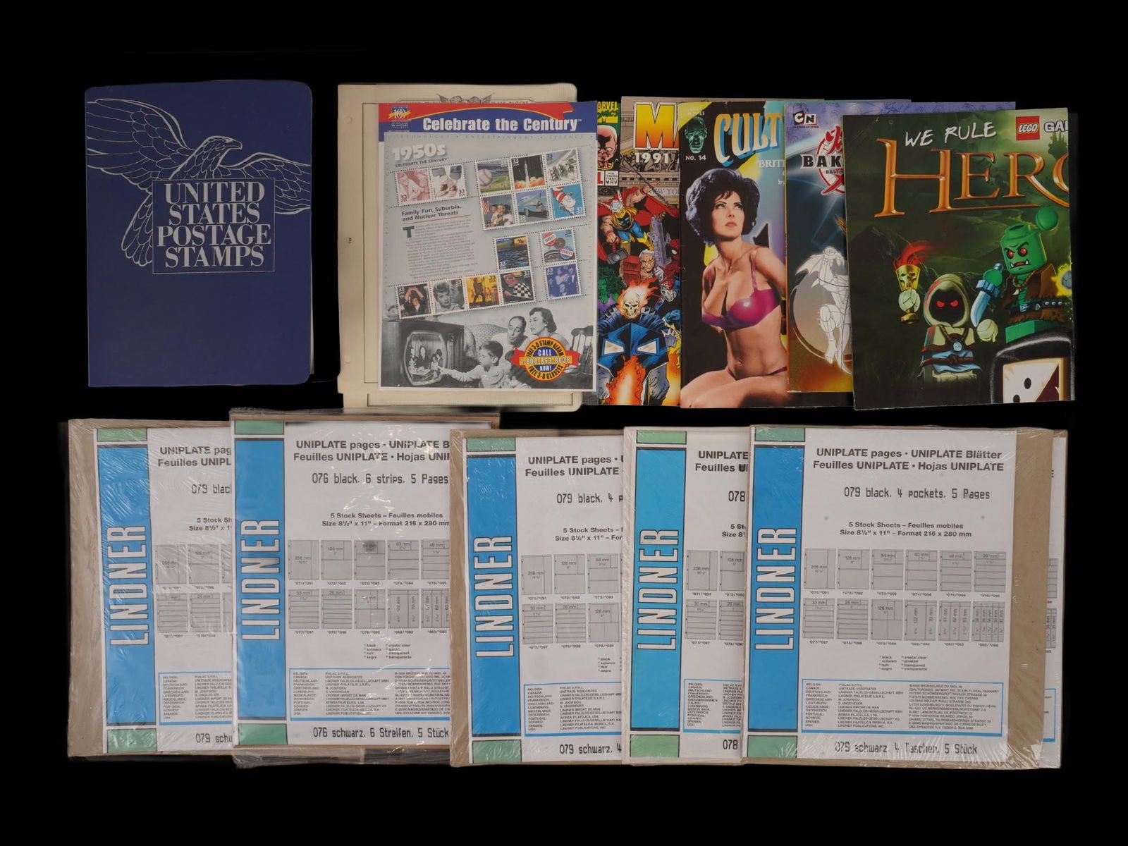 VINTAGE POSTAGE STAMP MATERIALS AND COMIC MAGAZINES (1 of 11)
