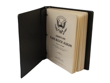 AMERICAN PLATE BLOCK ALBUM VOL III WITH POSTAGE STAMPS