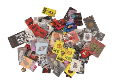 LARGE COLLECTION OF HORROR PINS AND BADGES
