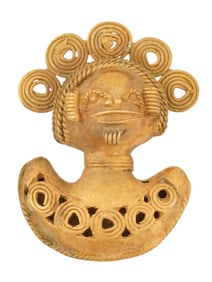 PRE COLUMBIAN TUMBAGA SHAMAN GILT METAL PENDANT