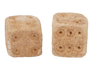 PAIR OF ANCIENT ROMAN STONE DICE 100 TO 300 AD