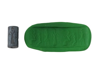 ANCIENT HEMATITE STONE INTAGLIO BEAD W ENGRAVED IMAGE