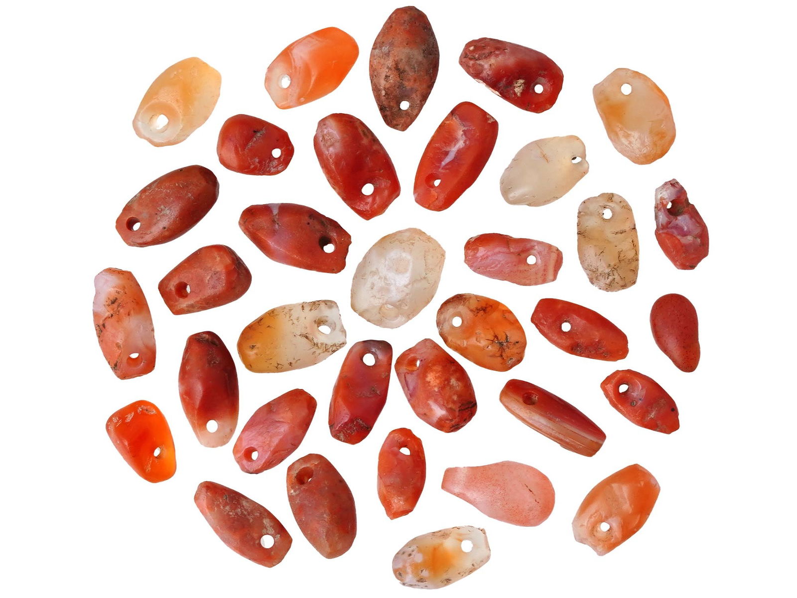 COLLECTION OF ANCIENT CARVED AGATE AND CARNELIAN BEADS (1 of 2)