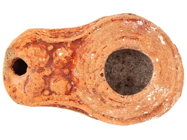 ANCIENT NEAR EASTERN UNGLAZED TERRACOTTA OIL LAMP