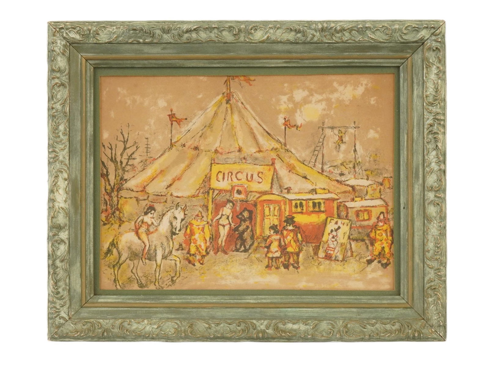 MARC CHAGALL MANNER CIRCUS COLOR LITHOGRAPH FRAMED (1 of 3)