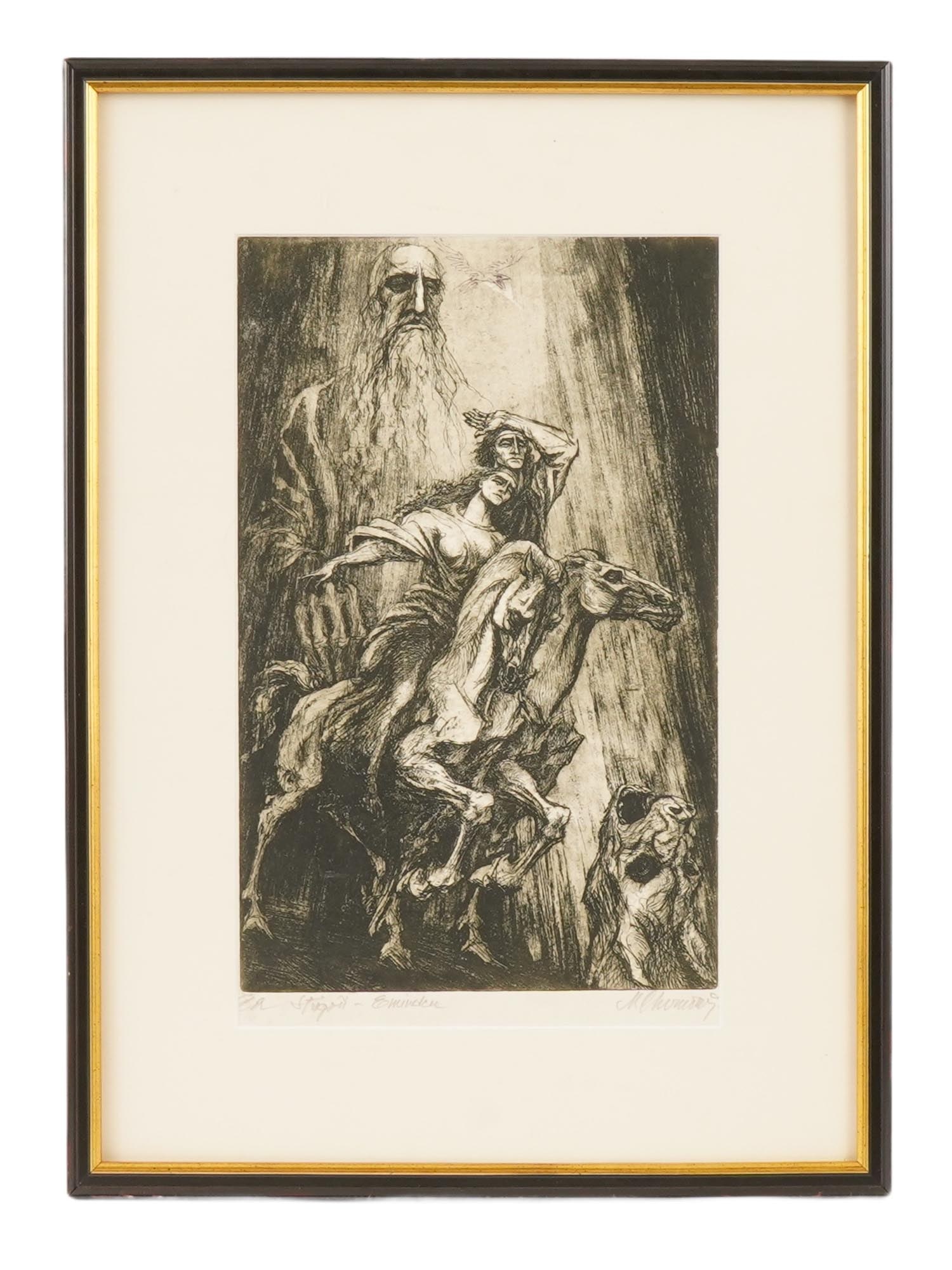 VINTAGE ROMANIAN ETCHING SIGNED MARCEL CHIRNOAGA (1 of 7)