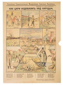 1918 RUSSIAN CIVIL WAR LITHOGRAPH PROPAGANDA POSTER