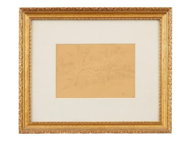 LANDSCAPE PENCIL PAINTING SIGNED CAMILLE PISSARRO