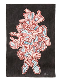 ATTR TO JEAN DUBUFFET FRENCH COLLAGE PAINTING