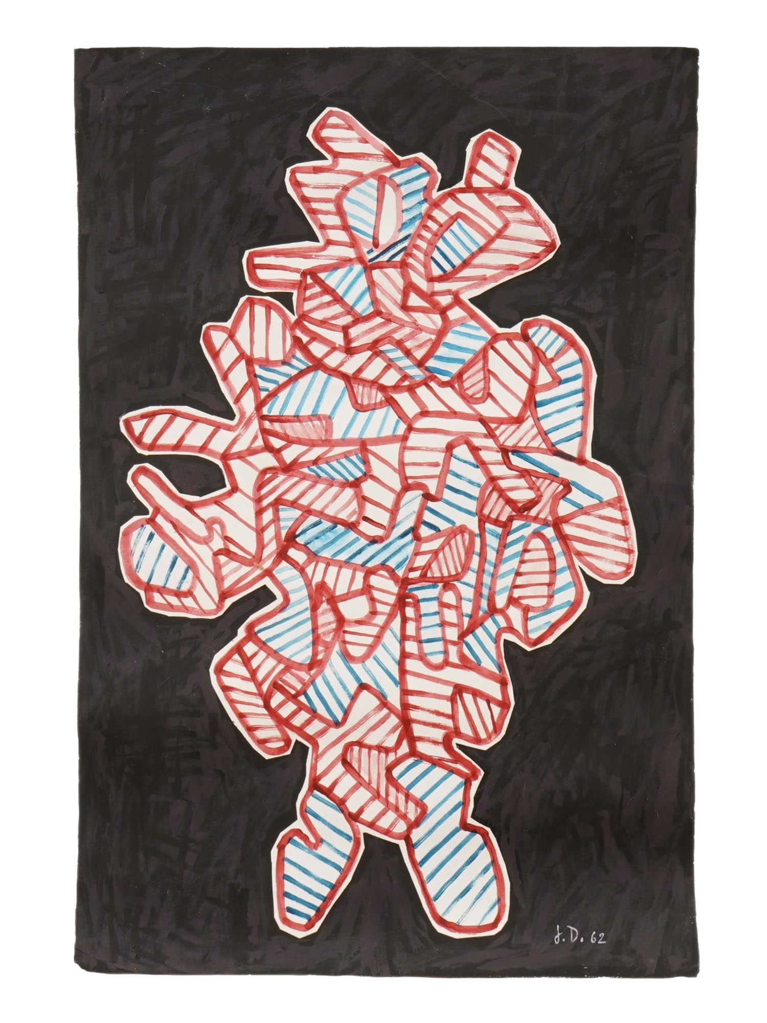 ATTR TO JEAN DUBUFFET FRENCH COLLAGE PAINTING (1 of 5)