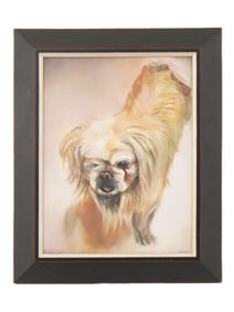 JACQUES FLECHEMULLER DOG PORTRAIT OIL PAINTING