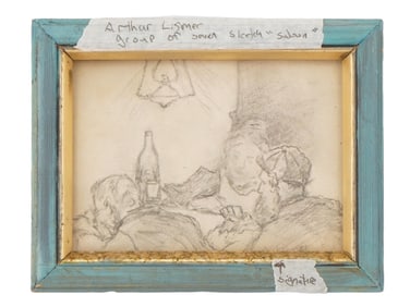 SIGNED ARTHUR LISMER PENCIL SKETCH GENRE PAINTING