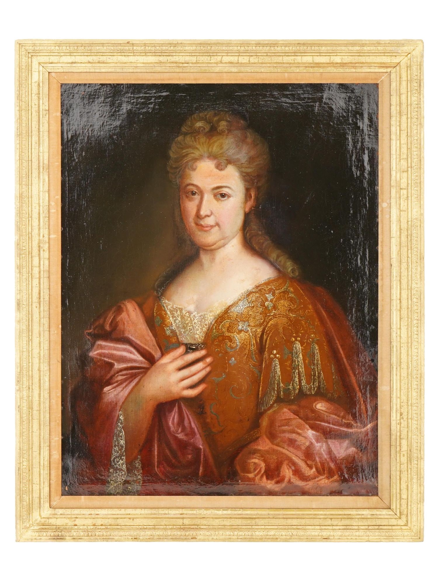 ANTIQUE 18TH C OIL ON CANVAS WOMAN PORTRAIT PAINTING (1 of 8)