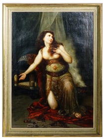 FRENCH 18TH CEN OIL PAINTING BY CHARLES E LEFEVRE