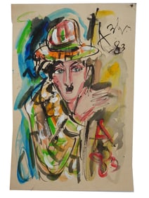 ATTR TO ANATOLY ZVEREV RUSSIAN MIXED MEDIA PAINTING