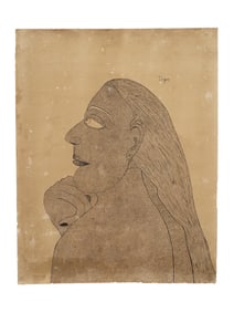 INDIAN PORTRAIT PEN PAINTING SIGNED JOGEN CHOWDHURY