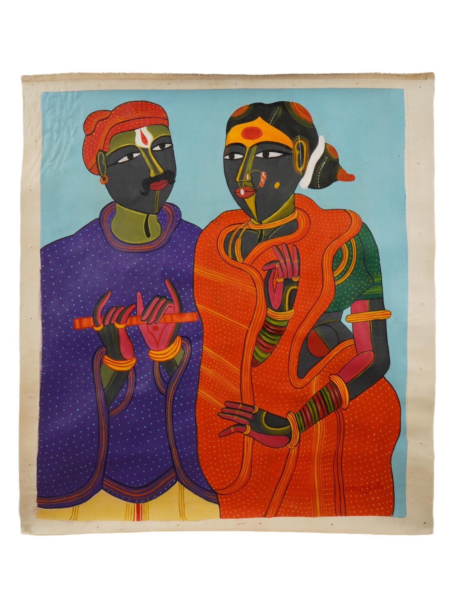 INDIAN OIL PAINTING SIGNED THOTA VANKUNTAM W COA (1 of 6)