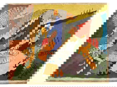 AFTER MF HUSAIN INDIAN ACRYLIC PAINTING RAJ SERIES