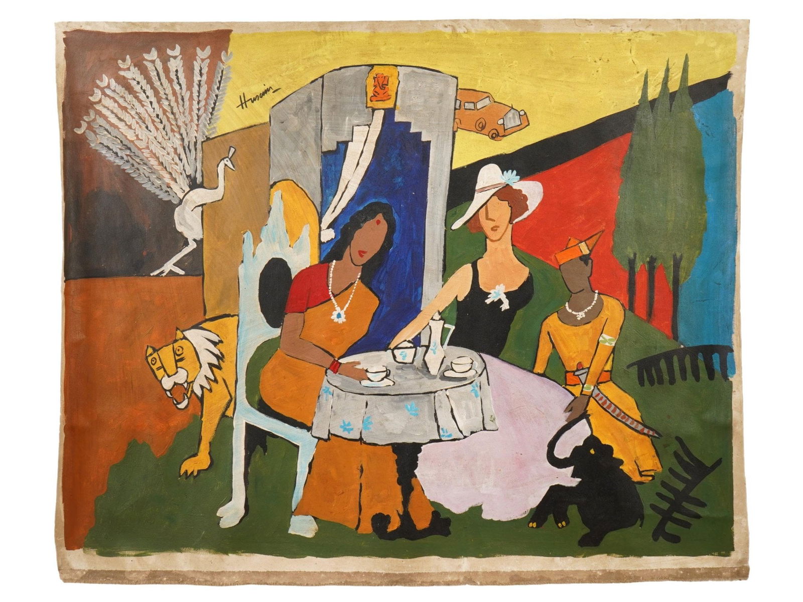 AFTER MF HUSAIN INDIAN ACRYLIC PAINTING RAJ SERIES (1 of 4)