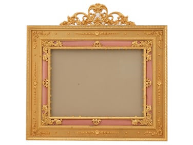 FRENCH BRONZE AND ENAMEL ORMOLU PICTURE FRAME