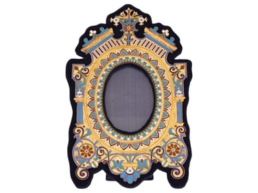 RUSSIAN GILT SILVER CLOISONNE ENAMEL PICTURE FRAME