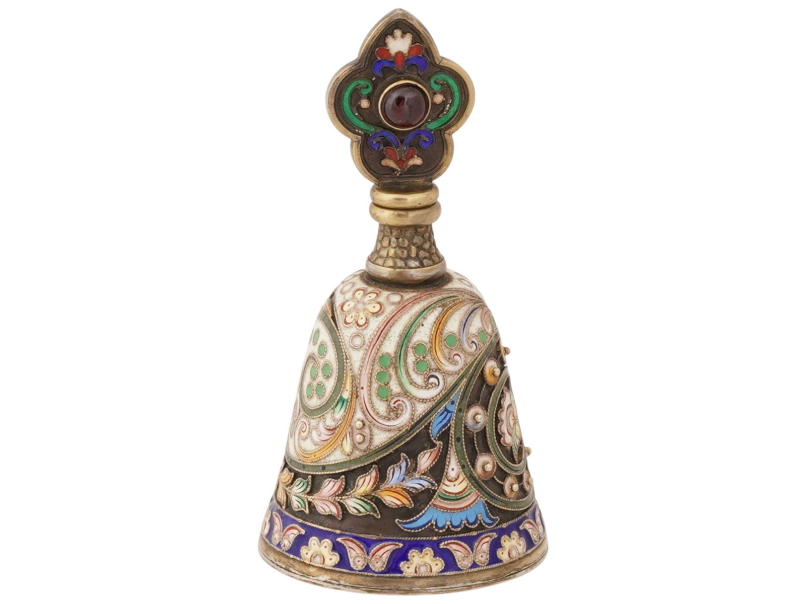RUSSIAN SILVER ENAMEL PERFUME BOTTLE W GEMSTONES (1 of 11)