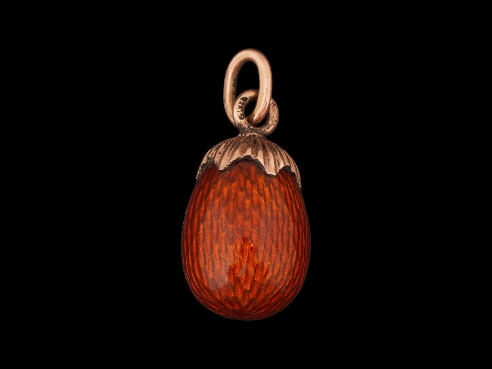 RUSSIAN GOLD GUILLOCHE ENAMEL ACORN EASTER EGG PENDANT (1 of 7)