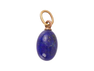 RUSSIAN GOLD AND LAPIS LAZULI EASTER EGG PENDANT