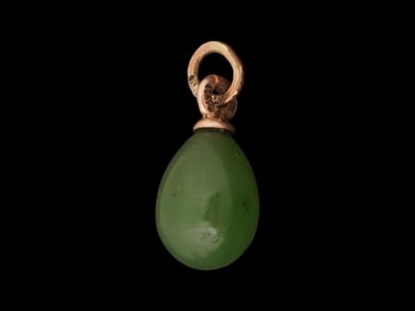 RUSSIAN 56 GOLD AND NEPHRITE JADE EASTER EGG PENDANT