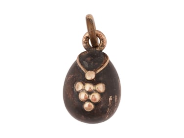 RUSSIAN 14K GOLD AND SILVER EASTER GRAPE EGG PENDANT