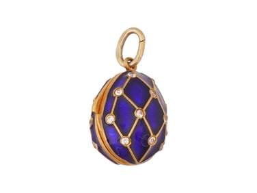RUSSIAN SILVER ENAMEL LOCKET EASTER EGG PENDANT
