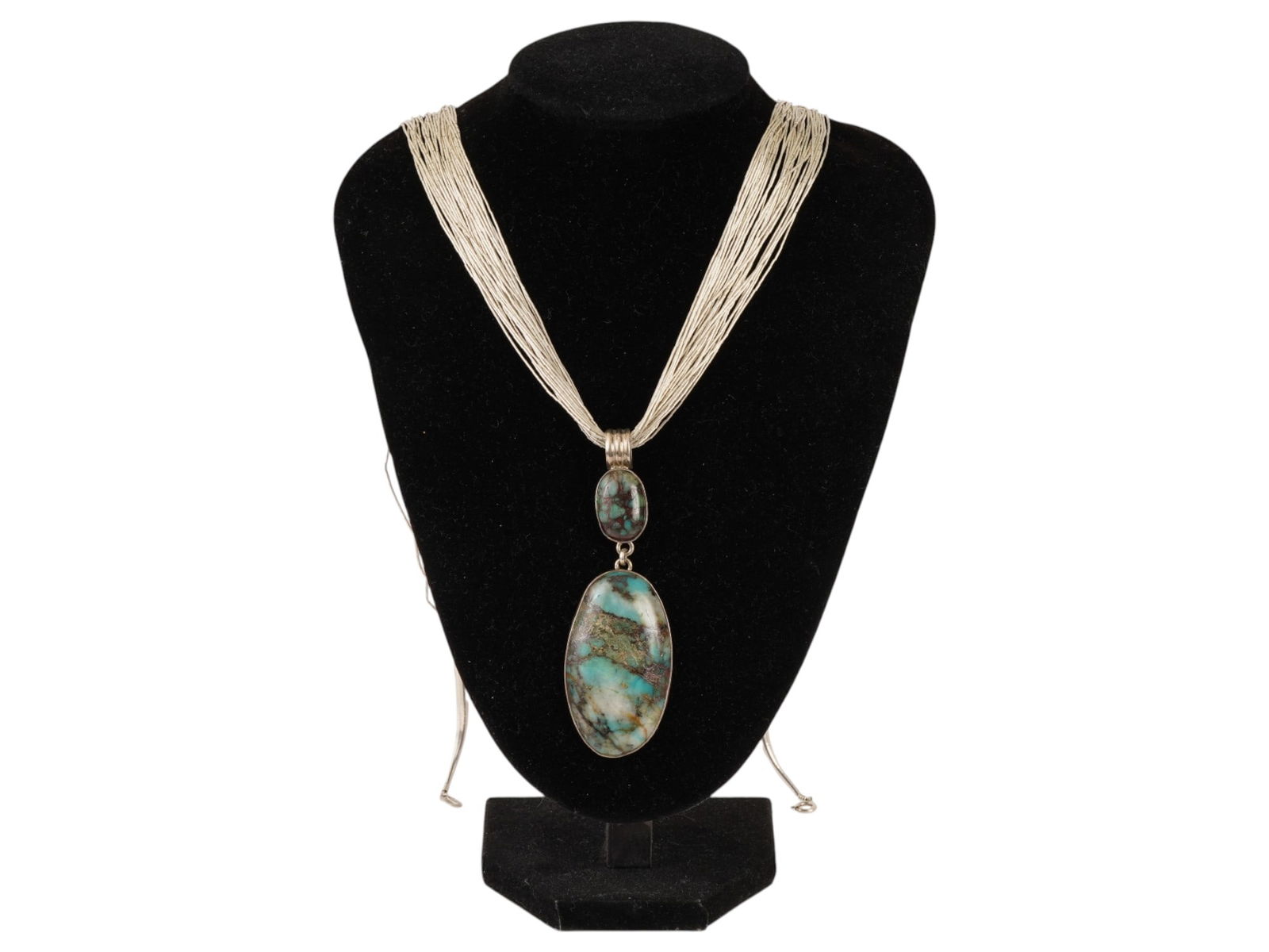 OLD PAWN AMERICAN STERLING SILVER TURQUOISE NECKLACE (1 of 7)