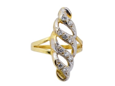 VINTAGE 18K GOLD DIAMOND STATEMENT RING