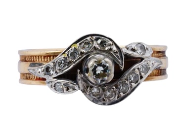 VINTAGE 14K YELLOW GOLD RING WITH DIAMONDS