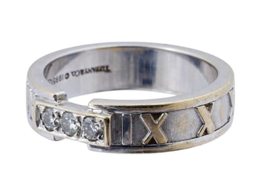 TIFFANY AND CO ATLAS 18K GOLD AND DIAMOND RING