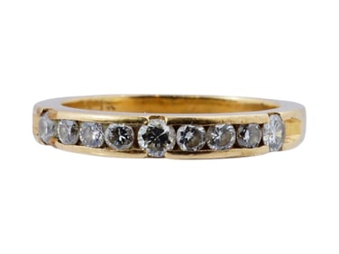 VINTAGE 14K YELLOW GOLD WEDDING RING WITH DIAMONDS