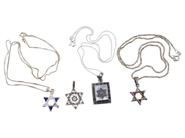 LOT OF VINTAGE SILVER MAGEN DAVID PENDANTS