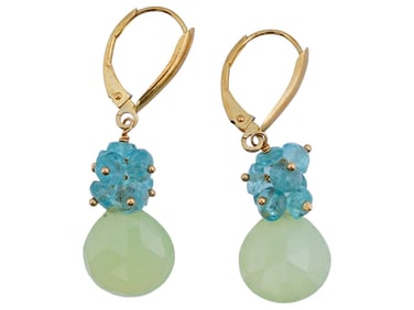 PAIR OF 14K GOLD AND STONE JEWELRY EARRINGS