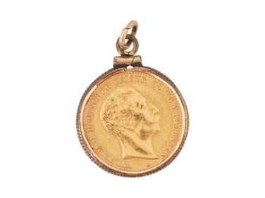 KAISER WILHELM II 10 MARKS GOLD COIN PENDANT 1907