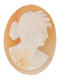 ANTIQUE HAND CARVED SHELL CAMEO CLASSICAL WOMAN PROFILE