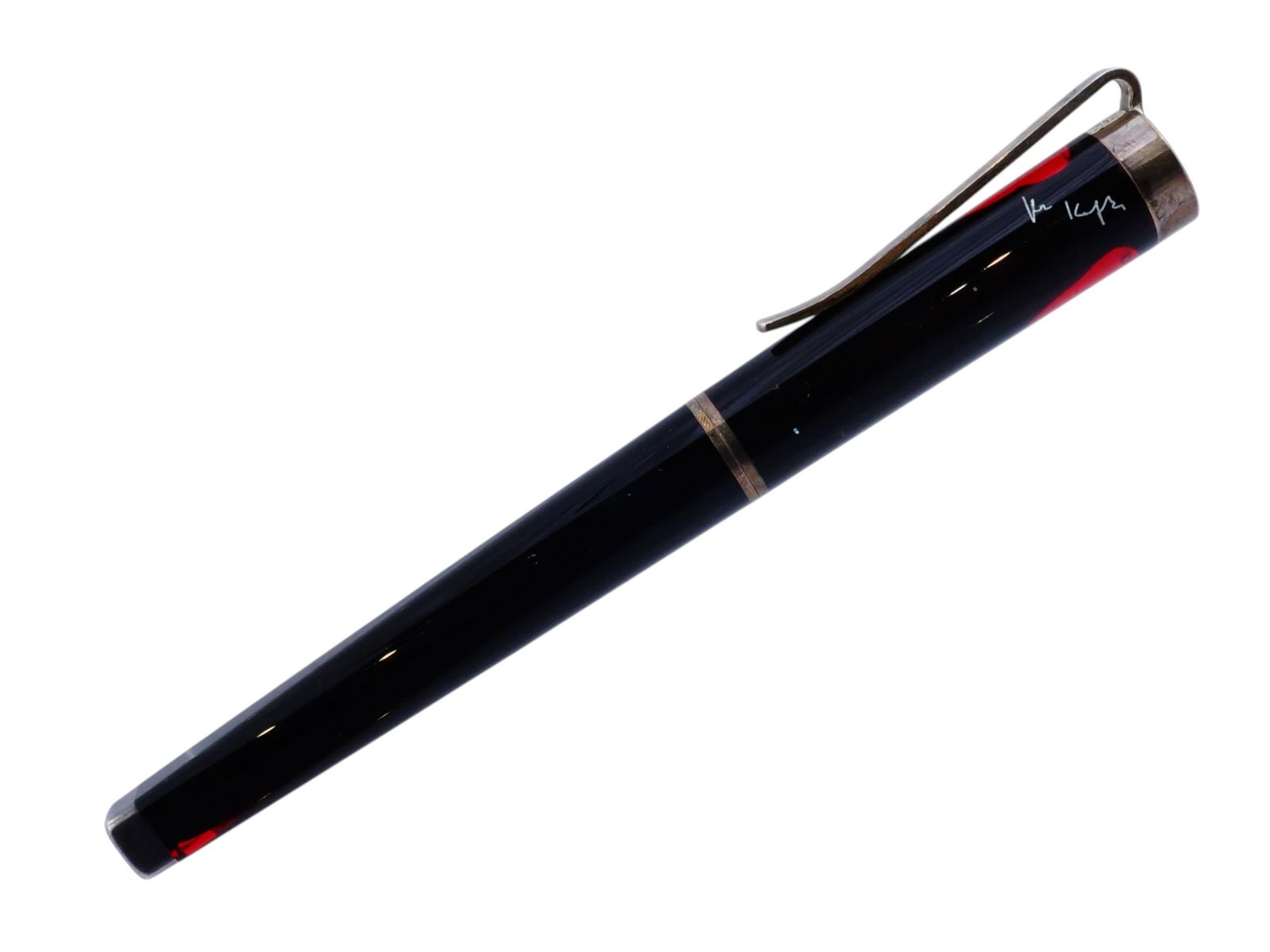 MONTBLANC FOUNTAIN PEN FRANZ KAFKA WRITERS EDITION: A limited edition Montblanc fountain pen from the Writers Edition series, honoring the author Franz Kafka and released in 2004. The pen features a translucent dark red precious resin barrel and cap, w