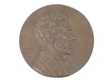 ABRAHAM LINCOLN BRONZE PLAQUE BY MAX PEINLICH